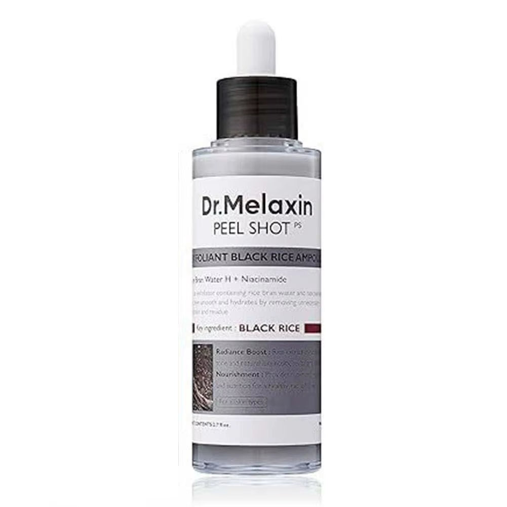 Dr.Melaxin White Rice + Black Rice Ampoule Exfoliating Essence Deep Moisturizing Serum Gentle Non-Irritating Smoothing Skin Care