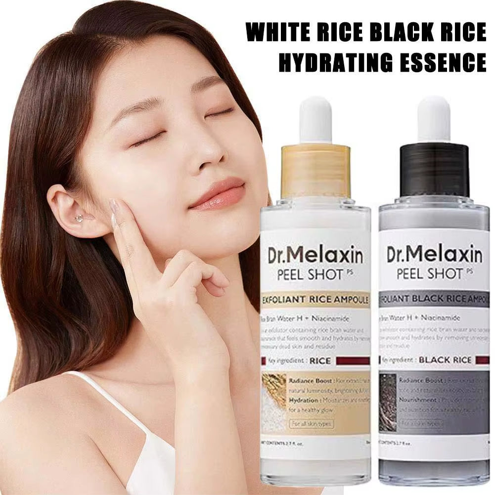Dr.Melaxin White Rice + Black Rice Ampoule Exfoliating Essence Deep Moisturizing Serum Gentle Non-Irritating Smoothing Skin Care