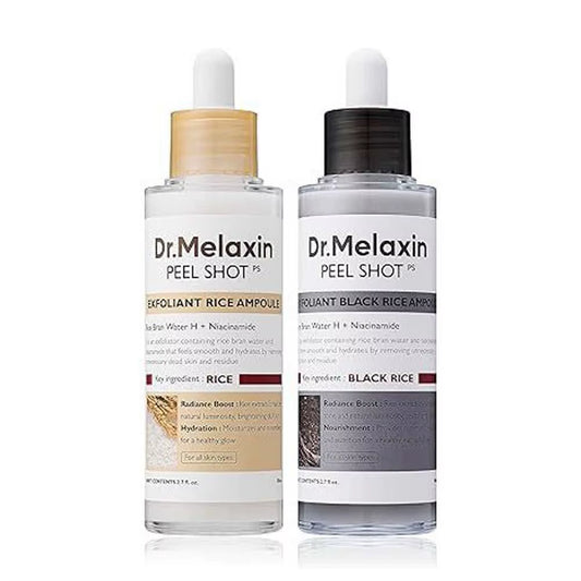 Dr.Melaxin White Rice + Black Rice Ampoule Exfoliating Essence Deep Moisturizing Serum Gentle Non-Irritating Smoothing Skin Care